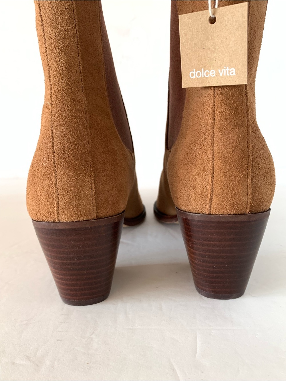 NEW Dolce Vita Shadie Chestnut Waterproof Suede Leather Chelsea Boots 8.5 NWOB - Picture 11 of 16